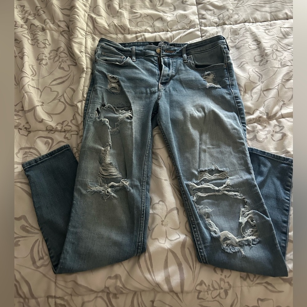 Hollister Light Blue Distressed Skinny Jeans